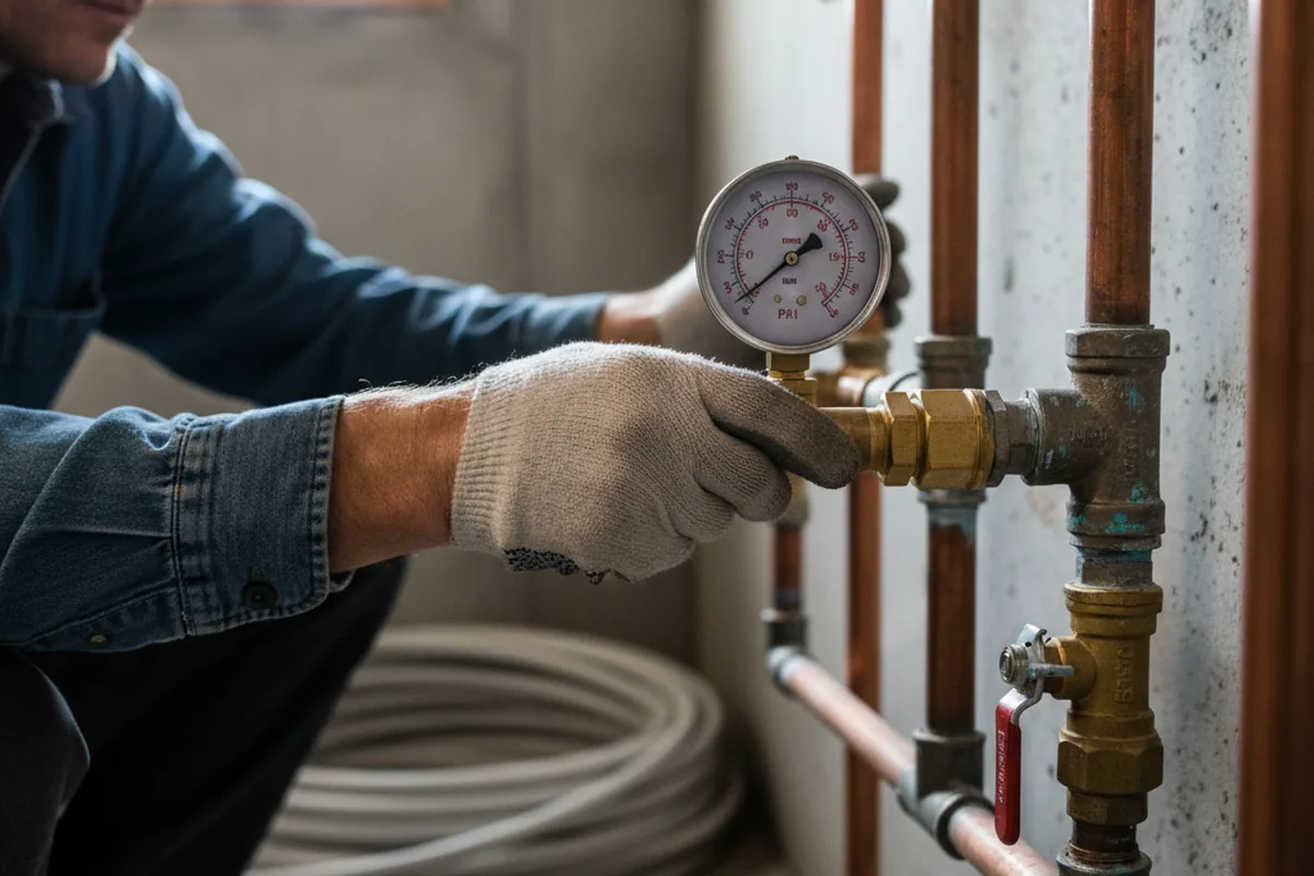 Pressure testing a repaired line during Water Line Repair in Safety Harbor